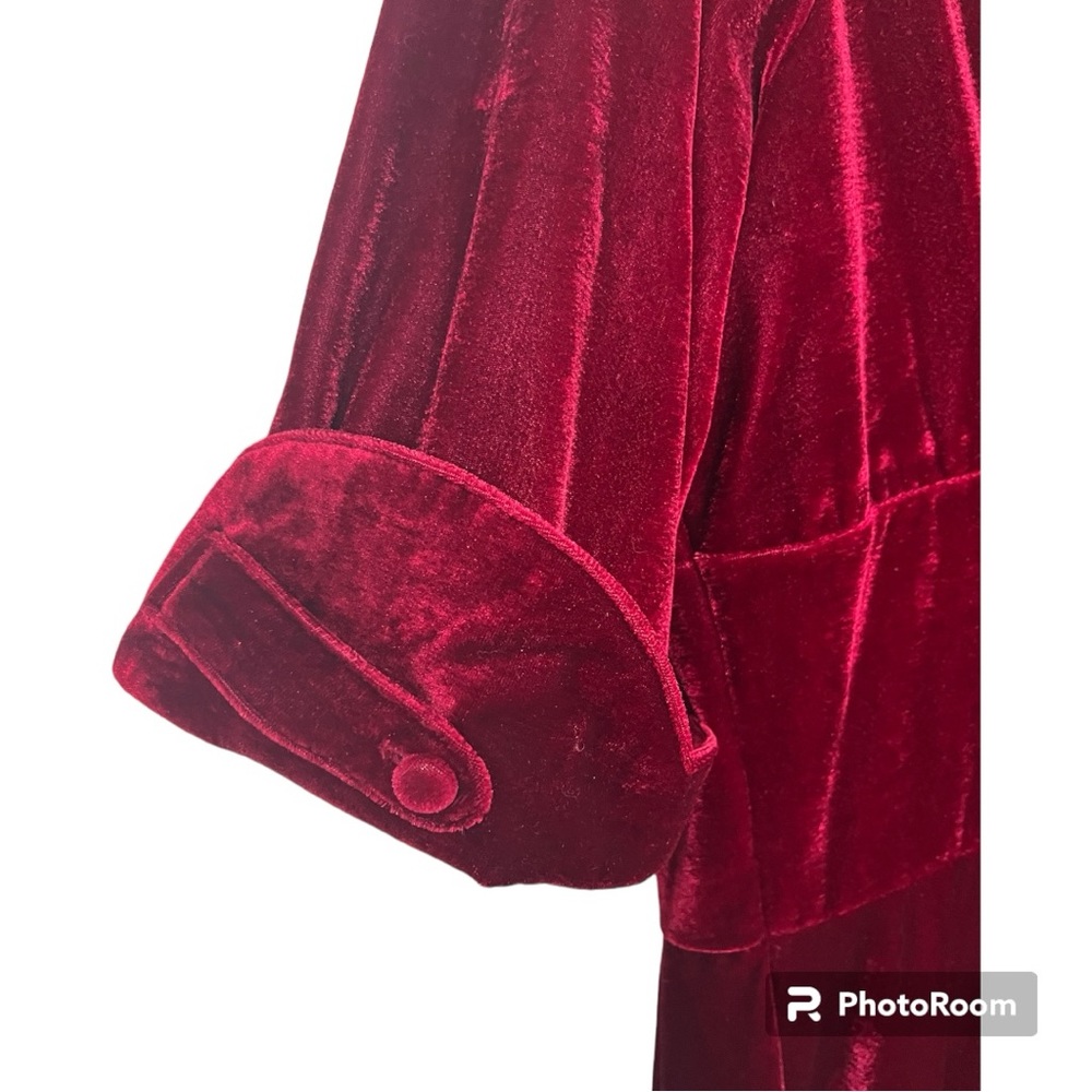 Unique Vintage Burgundy Red Velvet Delores Dress - Size 2X/18 - Picture 8 of 11